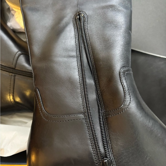 Cole Haan Black Leather Tall Boots with Buckle - Picture 5 of 6